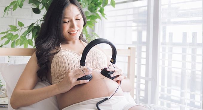 Music soothes baby and mom